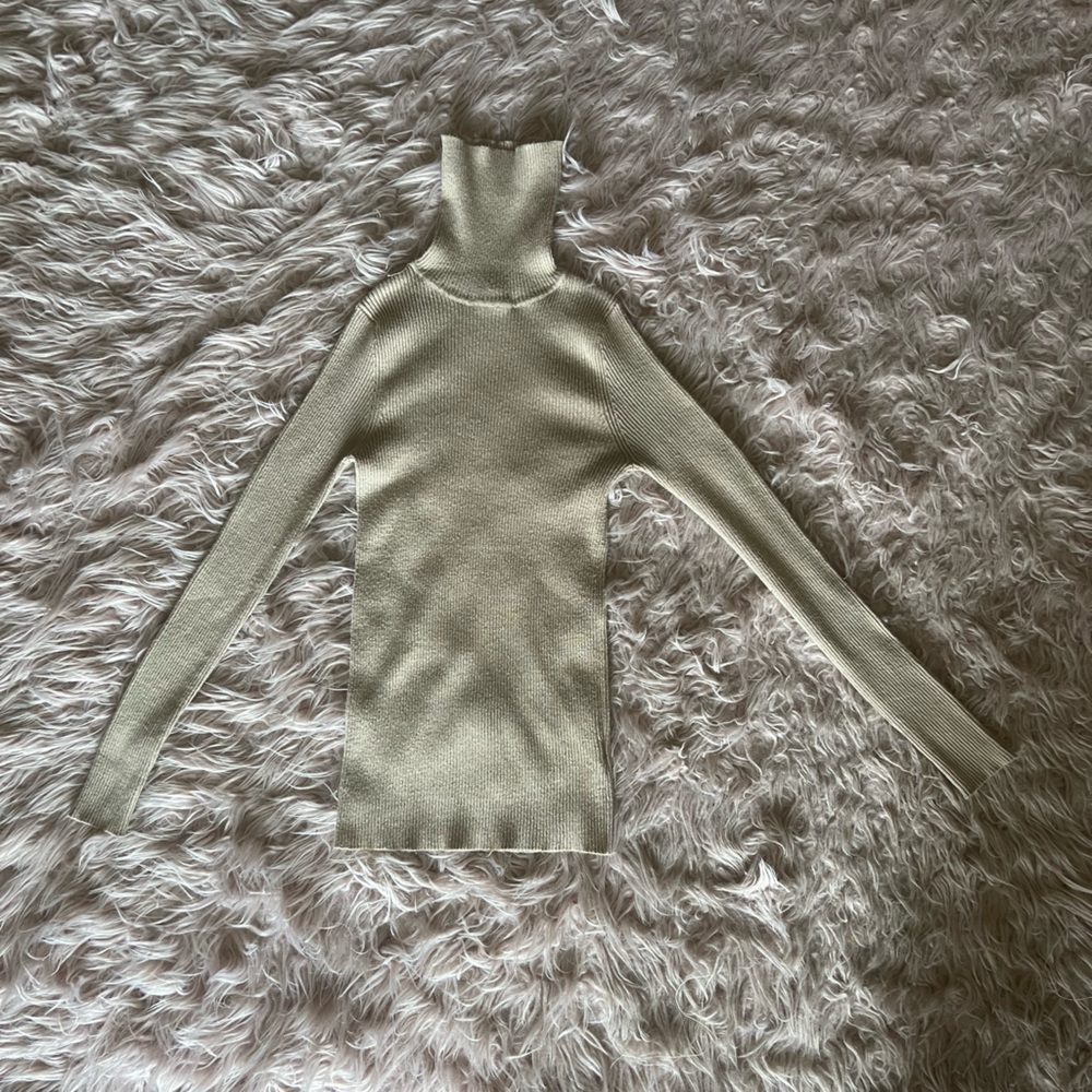 khaki turtle neck 80% rayon 20% polyester